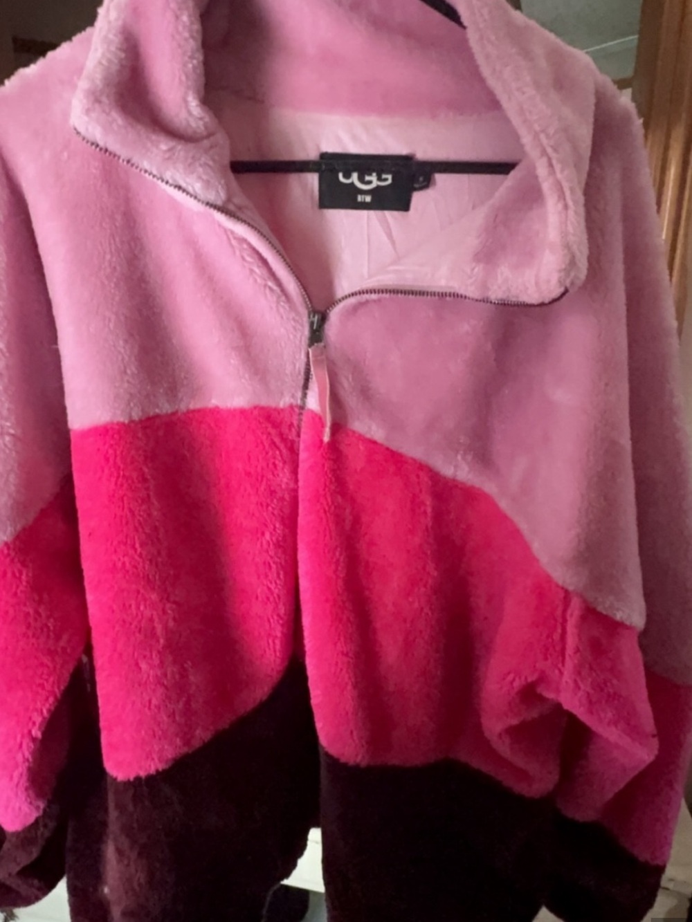 UGG Pink and Brown Colorblock Teddy Jacket - Women - Picture 2 of 3